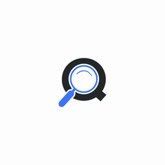 magnifying glass letter Q logo