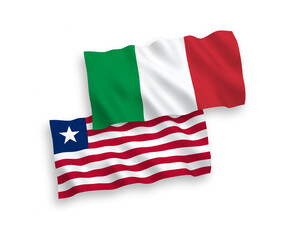 Flags of Italy and Liberia on a white background