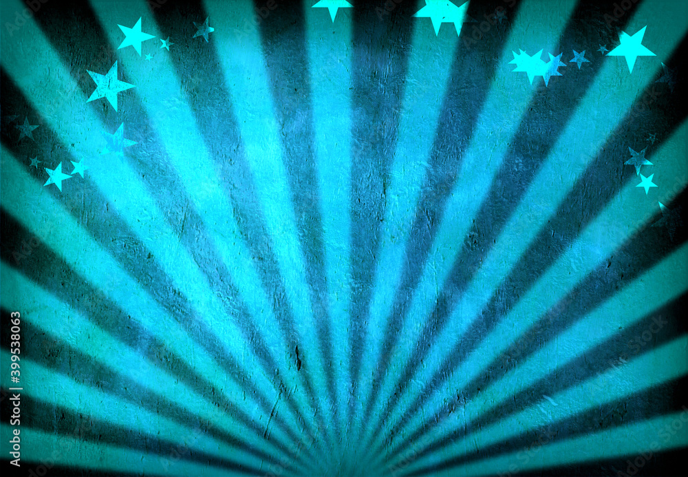 Poster rays and stars background. 3d rendering