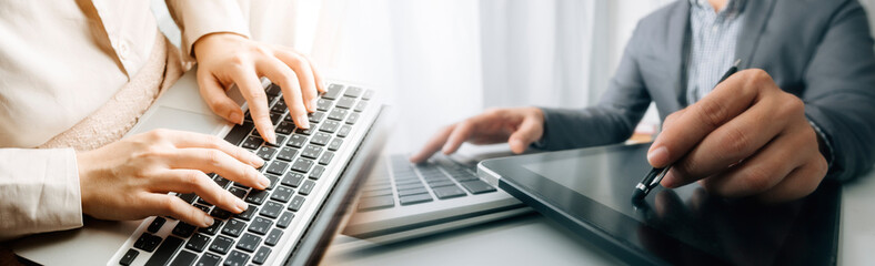Searching Browsing Internet Data Information with blank search bar.businessman working with smart...