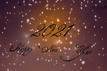 Happy new year 2021 banner card wish message greeting with bokeh effect