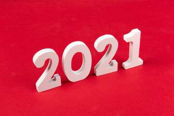 new year 2021 number on red background