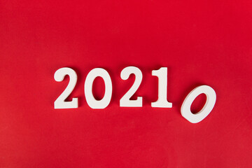 new year 2021 number on red background