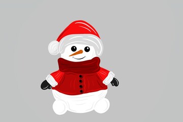 illustration of a nice snowman in the light of the gray backgroun