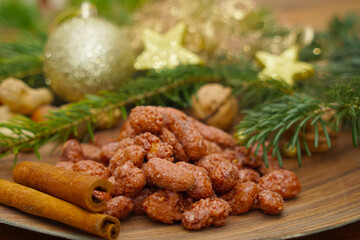 Roasted almonds in christmassy dekoration