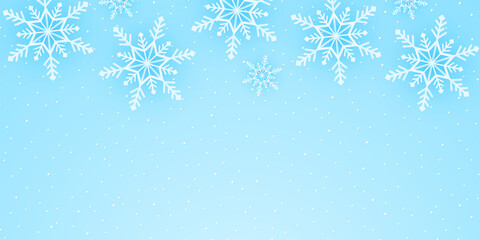 Merry Christmas, snowflakes pattern background, snow falling banner with copy space, paper art style