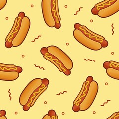 Hot dog seamless pattern background vector illustration
