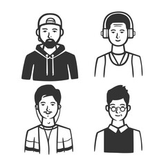 Set of different types of men.