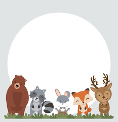 Obraz premium Set of woodland animals background