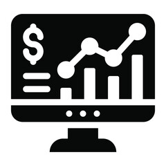 Fototapeta premium Graphical presentation icon in glyph design, sales graph vector 