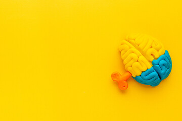 Mindfulness concept. Brain model with key as symbol of mental power