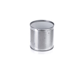 metal tin can on white background