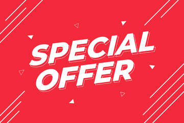 Special offer banner poster on red background. Sale promotion offer template with abstract design. Vector red sale price discount promo. EPS 10.