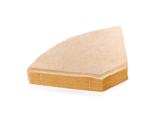 Coffee filters on white background