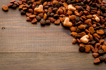 Close up of cat dry food. Pet food background