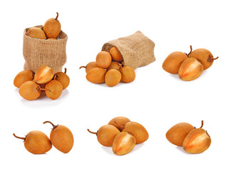 Sapodilla isolated on the white background .