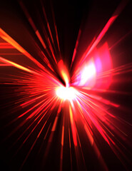 Futuristic lens flare. Light explosion star with glowing particles and lines. Beautiful abstract rays background.