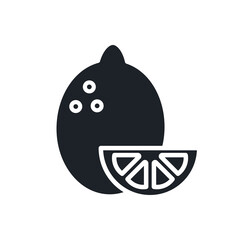 Lemon icon. Black isolated silhouette. Fill solid icon. Modern minimalistic design. Vector illustration. Fruits