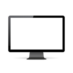 Realistic computer or monitor mockup isolated on background. Vector illustration
