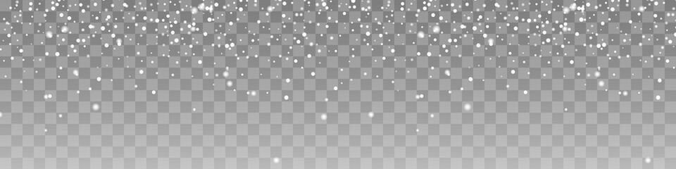 Seamless realistic falling Snow Isolated on transparent background vector illustration