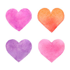Heart hand painted watercolor clipart. Love and romance.