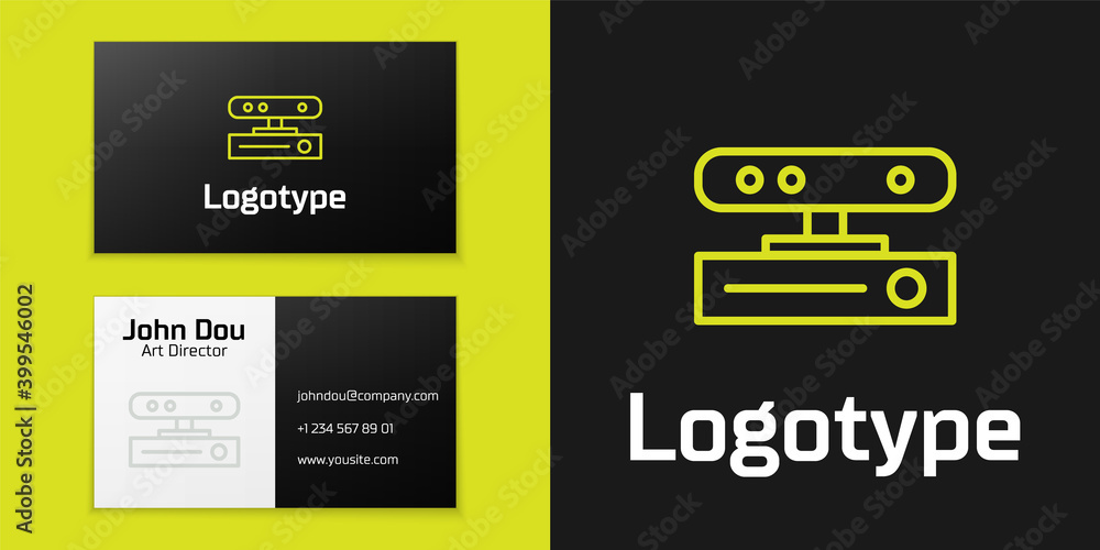 Poster logotype line motion sensor icon isolated on black background. logo design template element. vector 