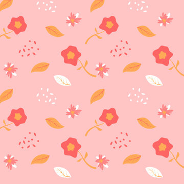 Collection of flower and leaves with yellow, white and pink colors for artwork, package, wallpaper or decorate. Vector background.