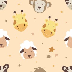 Cute animal seamless pattern vector background