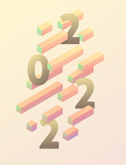 2021 Poster New Year. Colorful isometric background design element. 