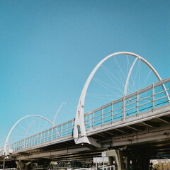 rounded bridge over the river