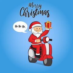 Santa Delivering Gift by Scooter