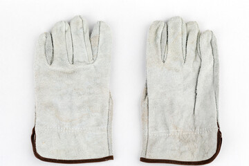 Welding gloves, welding equipment, gloves on a white background, protective clothing