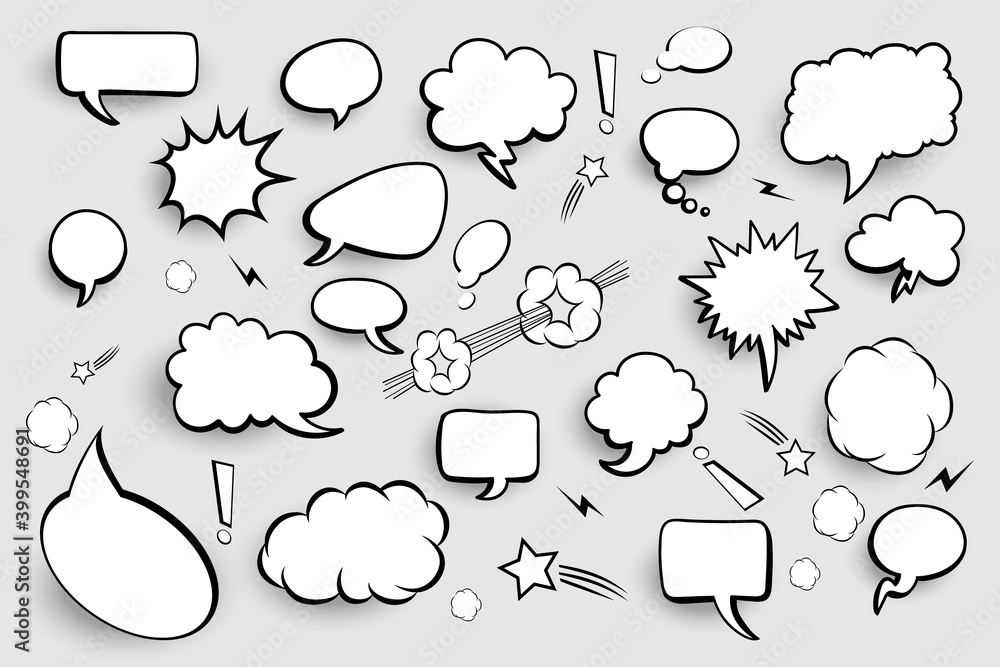 Wall mural vector speech bubbles. blank comic speech bubbles with shadow. vector illustration