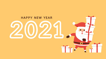 Happy new year 2021 poster. Santa Claus cartoon vector. Santa character design.