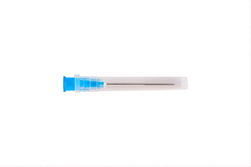 Medical needle isolated on white background. Coronavirus concept. Stop 2019 Novel Coronavirus...