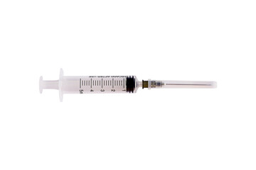 disposable medical syringe with needle isolated on white