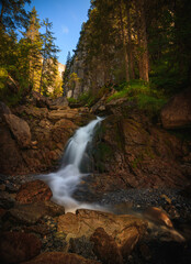 Waterfall in the swiss alps with long exposure
