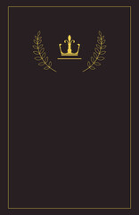 Vector graphics. Pattern for a booklet, invitation, menu. Golden crown with a wreath