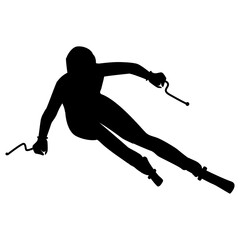 Skier, freestyle - isolated, black on white background - vector. Winter sport.