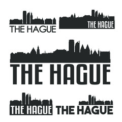 Fototapeta na wymiar The Hague Netherlands Flat Icon Skyline Vector Silhouette Design Set Logos.