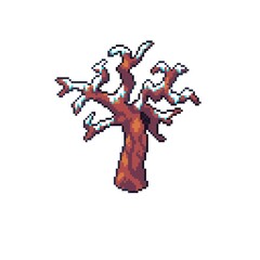 Pixel Art Dead Tree Covered in Snow Illustration