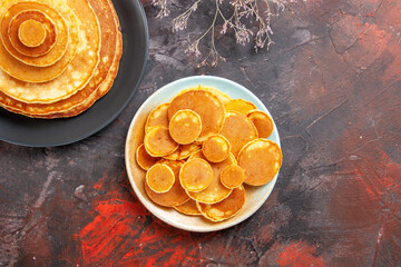 Top view of homemade pancakes