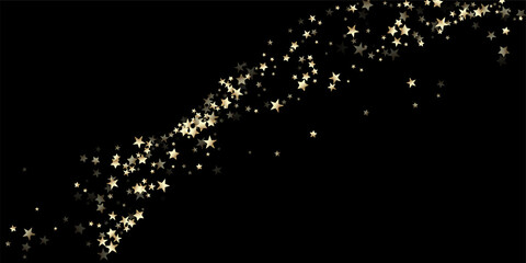 Gold, Silver Rich Flying Stars Confetti.