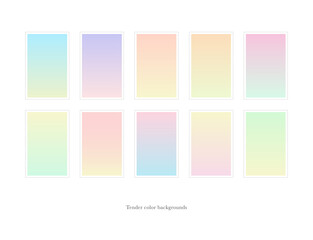 Pastel, tender, watercolor gradient backgrounds. Light colors abstract gradients. Ui, ux, app, website, banner, cover, greeting card concept design. Modern color. New yellow, blue, pink, green set.