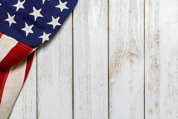 American Flag on Weathered Wood