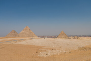 The Giza pyramid complex, an archaeological site on the Giza Plateau, on the outskirts of Cairo,...