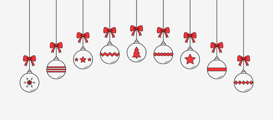 Beautiful Christmas balls on white background. Festive ornament. Vector