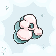 Cartoon pink bubble letter A. Vector kids illustration font