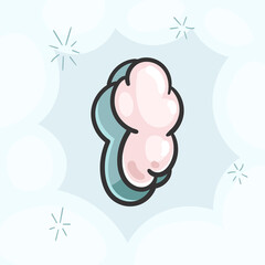 Cartoon pink bubble letter i. Vector kids illustration font