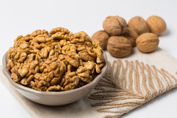 Many walnuts in studio close up
